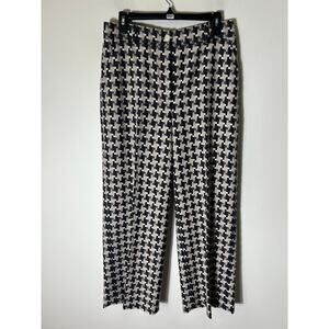 Akris Wool Blend Black/Cream/Gray Slacks Sz 8